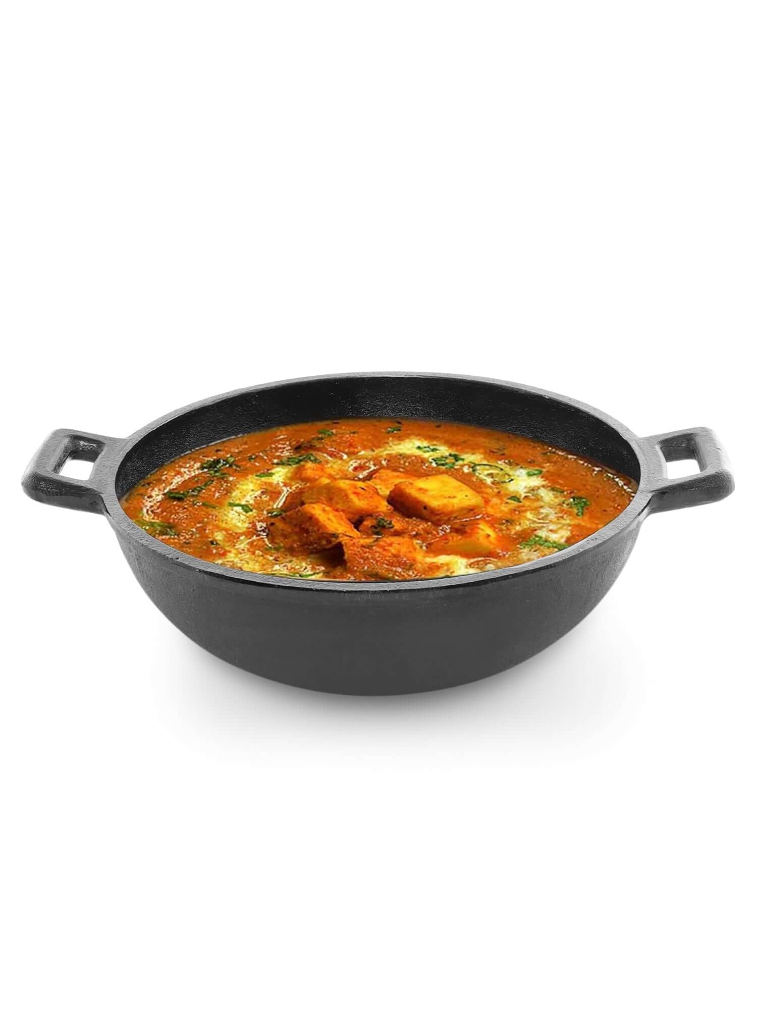 Delicious Kadai Paneer cooked in a cast iron kadai, featuring paneer cubes in flavorful gravy.