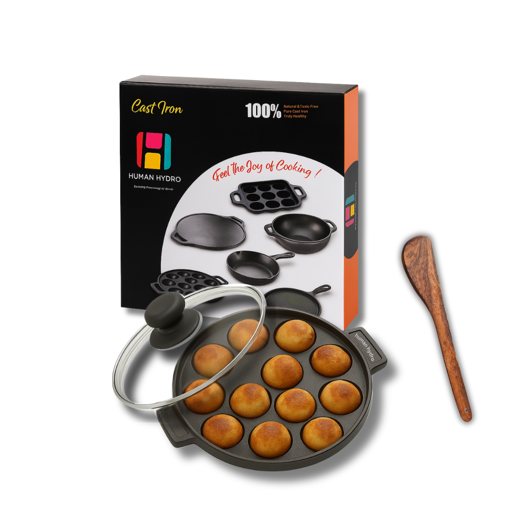 12 pit paniyaram pan lid & spatula with box