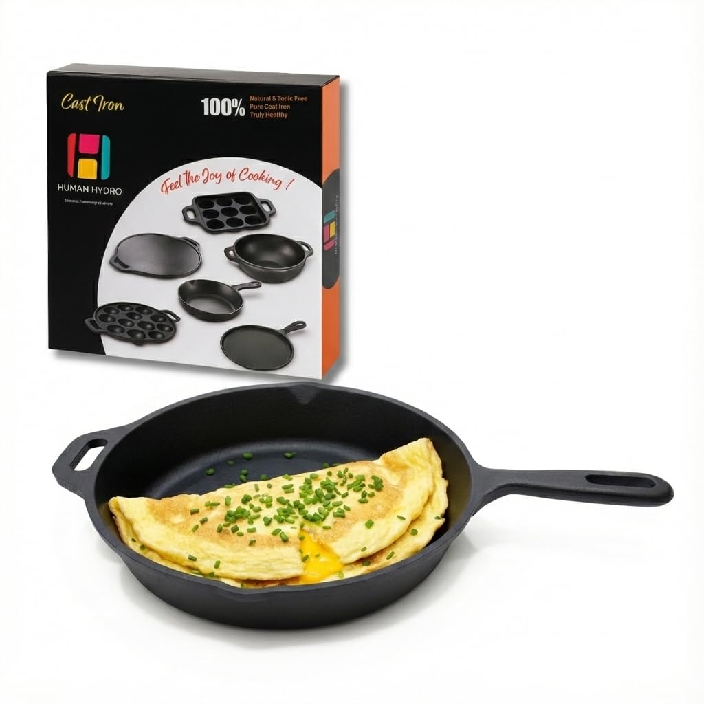 Cast Iron Fry Pan, 25CM (10 Inch), Naturally Nonstick, Non-Toxic, Gas & Induction Compatible, Perfect for Frying & Searing