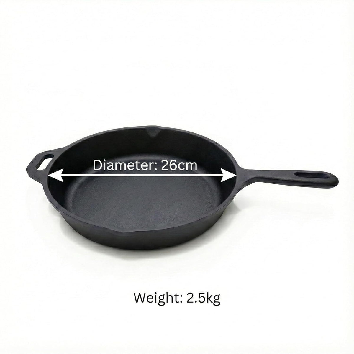 Pre-Seasoned Cast Iron 26CM Fry Pan – 1.9KG, Naturally Nonstick, Gas & Induction Compatible, Ideal for Frying, Searing, Sautéing & More