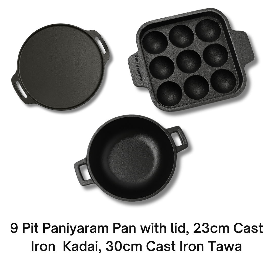 9-Pit Paniyaram Pan, Kadai & Tawa Text