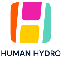 Logo of Human Hydro featuring multicolor squares and bold text for brand recognition.