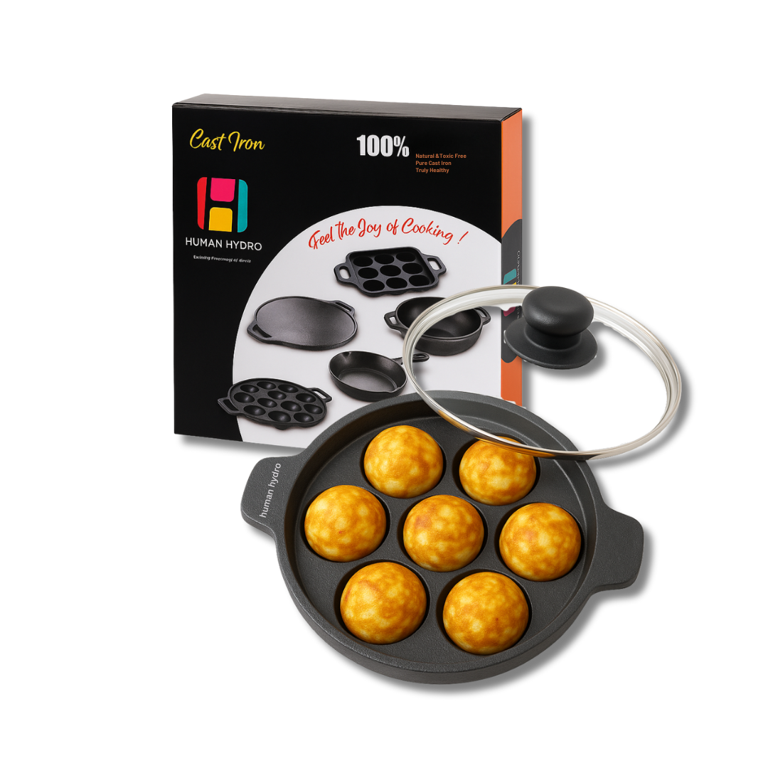 7 pit paniyaram pan & lid with box