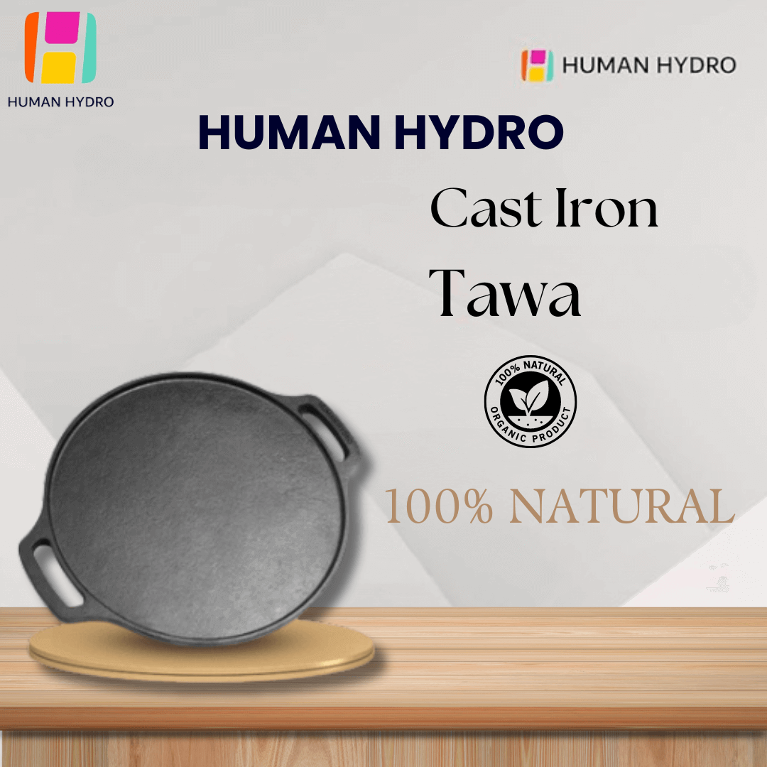 Human Hydro Cast Iron Tawa, 30CM, 2.5KG, nonstick, perfect for dosas and rotis.