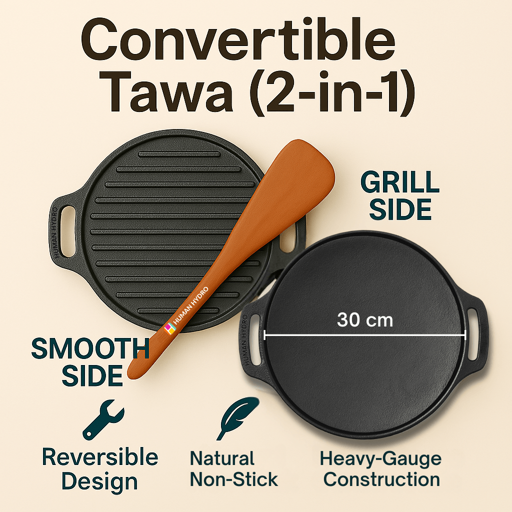 2IN1 Grill Tawa with Spatula features