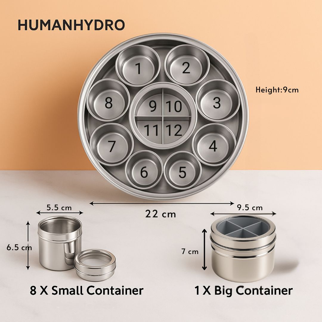 12in1 masala dabba size