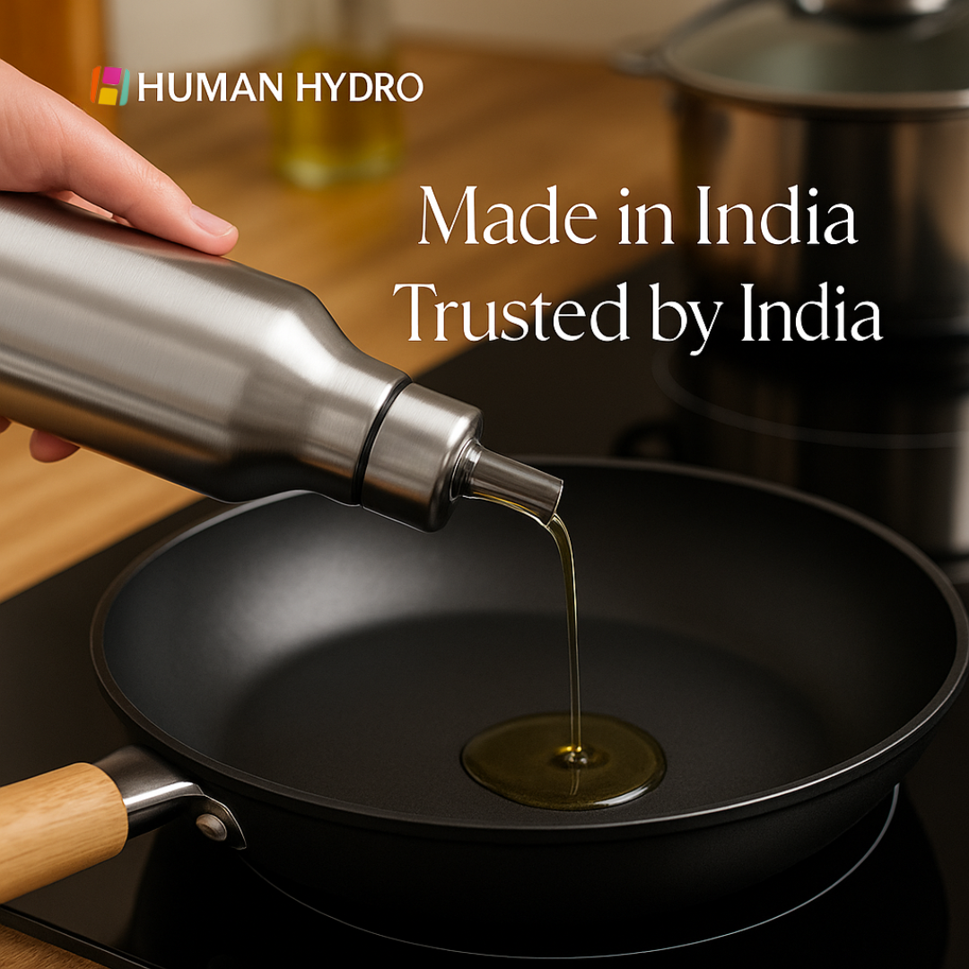 Stainless Steel Oil Dispenser – 600ml | Leak-Proof Oil Bottle with Spout | For Cooking Oil, Ghee, Vinegar | Rust-Free & Drip-Free Pouring