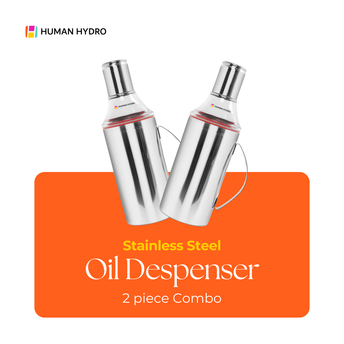Stainless steel oil dispenser bottles set of 2, leak-proof and drip-free for kitchen use.