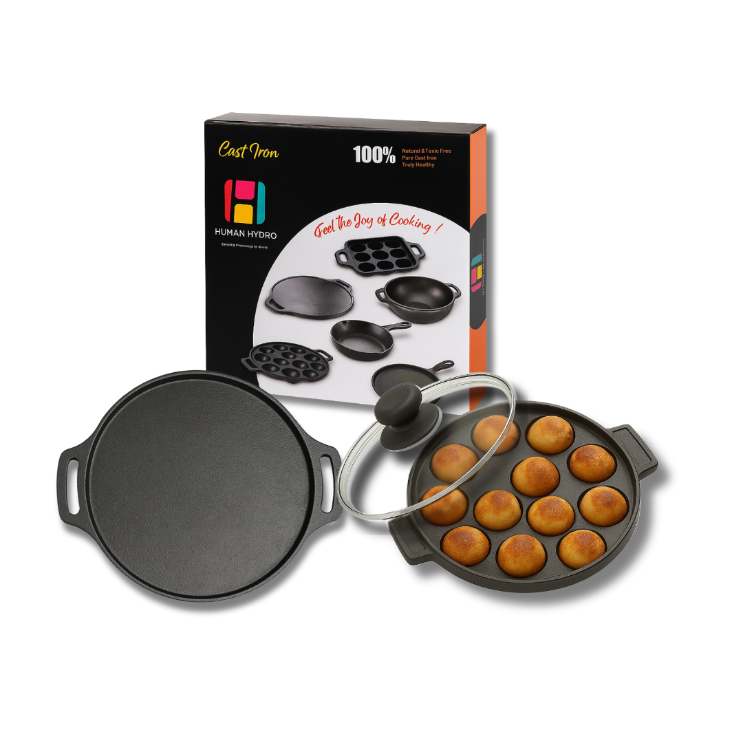 12 pit paniyaram lid & tawa with box