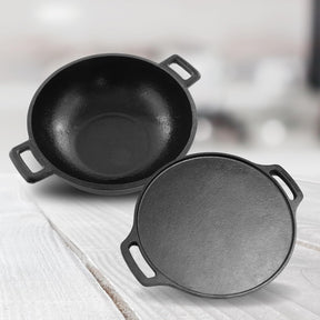 Cast Iron Cookware Combo, Tawa (29CM) & Kadai (24CM), Naturally Nonstick, Induction & Gas Compatible, Perfect for Dosa, Roti, Curries & Frying