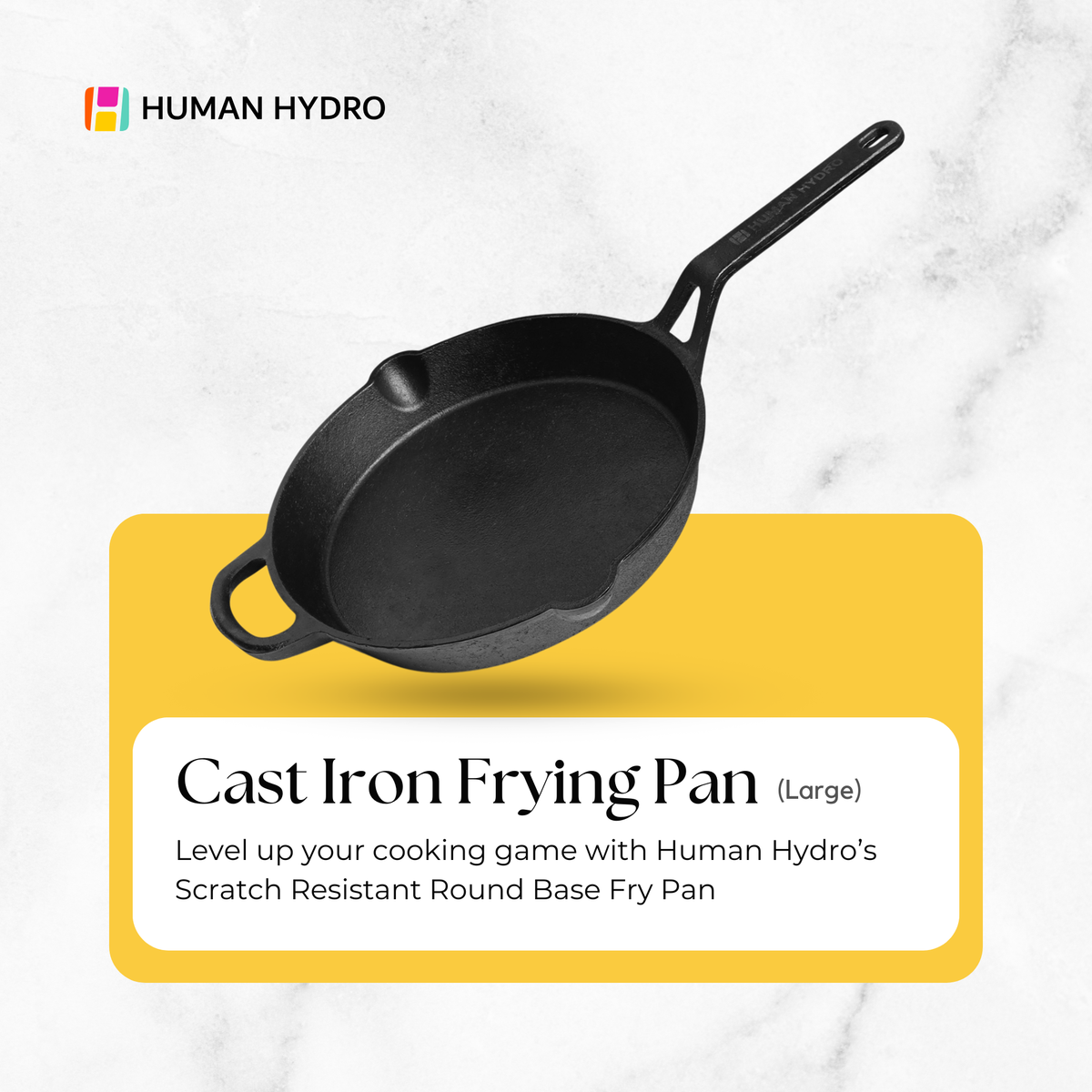 Cast Iron Fry Pan (24CM), Naturally Nonstick, Non-Toxic, Gas & Induction Compatible, Perfect for Frying & Searing
