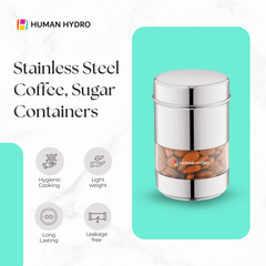 Stainless Steel Storage Container (500ml) with Transparent Window, Airtight Lid, Glossy Finish, Perfect for Spices, Grains, Snacks & More