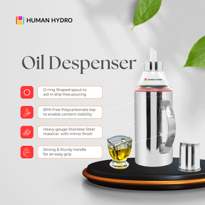 Stainless Steel Oil Dispenser Bottles – 1000ml (Set of 2), Leak-Proof, Drip-Free Spout, Rust-Resistant for Kitchen & Cooking Oils