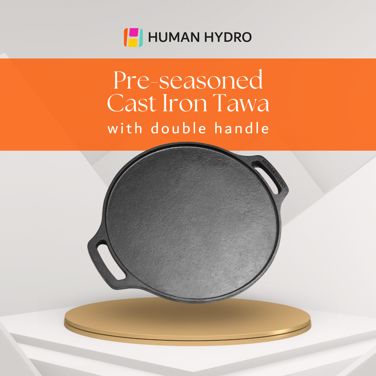 Cast Iron Double Handle Dosa Tawa, 30CM, 2.5KG, Naturally Nonstick & Induction Friendly