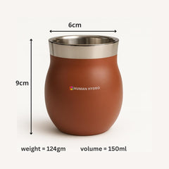 Stainless Steel Kulhad Cups Set of 4, 150 ml Tea & Coffee Mugs, 2 Light Brown + 2 Dark Brown
