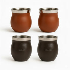 Stainless Steel Kulhad Cups Set of 4, 150 ml Tea & Coffee Mugs, 2 Light Brown + 2 Dark Brown