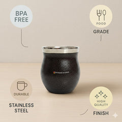 Stainless Steel Kulhad Cups Set of 4, 150 ml Tea & Coffee Mugs, 2 Light Brown + 2 Dark Brown