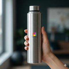 Stainless Steel Water Bottles – Set of 2 | 1 Litre Each | Single Wall Leak-Proof Fridge Bottles for Home & Office