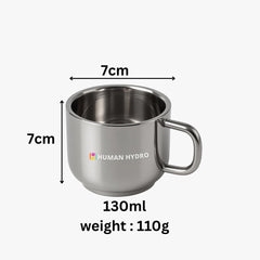 Set of 6 Premium Large Stainless Steel Tea Cups (130 ml Each) | Spill-Proof Rim Design | Durable, Rust-Free & Dishwasher Safe
