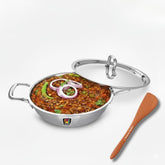 Tri-Ply Stainless Steel Kadai with SS Lid & Spatula, 22CM (2.2L), Induction & Gas Compatible, Durable Cookware for Deep Frying, Stir-Frying & Curries