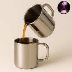 Stainless Steel Coffee Mugs – Set of 2 | 240 ml Each | Durable Tea & Coffee Cups | Rust-Resistant & Easy to Clean