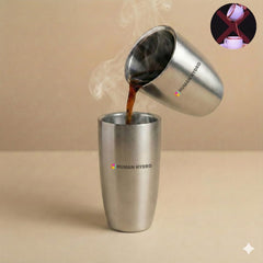 Premium Double Wall Slim Stainless Steel Mugs – Set of 2 | 130 ml Each | Cool-Touch Insulated Tea & Coffee Cups