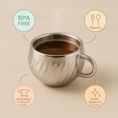 Stainless Steel Lotus Tea Cups Set of 12 | 120ml Each | Rust-Free, Unbreakable & Dishwasher Safe