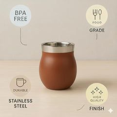 Stainless Steel Kulhad Cups Set of 4, 150 ml Tea & Coffee Mugs, 2 Light Brown + 2 Dark Brown