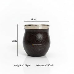 Stainless Steel Kulhad Cups Set of 4, 150 ml Tea & Coffee Mugs, 2 Light Brown + 2 Dark Brown