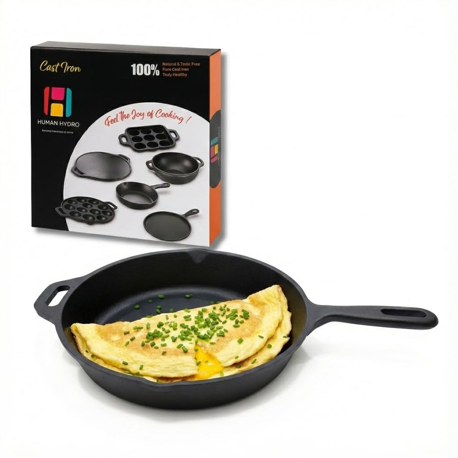 Cast Iron Fry Pan, 25CM (10 Inch), Naturally Nonstick, Non-Toxic, Gas & Induction Compatible, Perfect for Frying & Searing