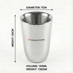 Premium Double Wall Slim Stainless Steel Mugs – Set of 2 | 130 ml Each | Cool-Touch Insulated Tea & Coffee Cups