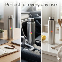 Stainless Steel Water Bottles – Set of 2 | 1 Litre Each | Single Wall Leak-Proof Fridge Bottles for Home & Office