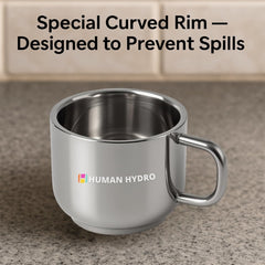 Set of 6 Premium Large Stainless Steel Tea Cups (130 ml Each) | Spill-Proof Rim Design | Durable, Rust-Free & Dishwasher Safe