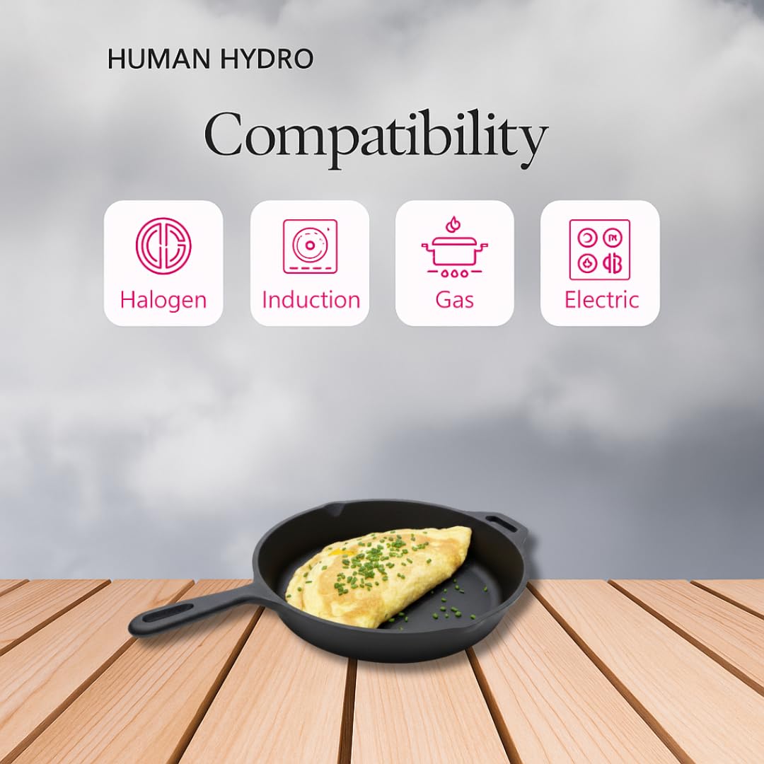 Cast Iron Fry Pan, 25CM (10 Inch), Naturally Nonstick, Non-Toxic, Gas & Induction Compatible, Perfect for Frying & Searing