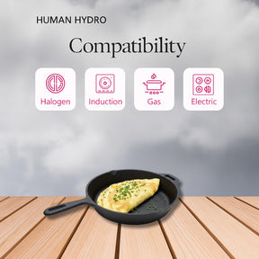 Cast Iron Fry Pan, 25CM (10 Inch), Naturally Nonstick, Non-Toxic, Gas & Induction Compatible, Perfect for Frying & Searing