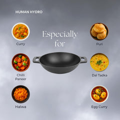 Cast Iron Kadai/Kadahi, 3L (25CM/9.7 Inch), Naturally Nonstick, Induction & Gas Compatible