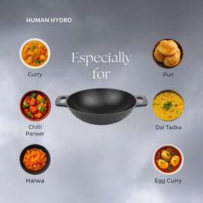 Cast Iron Kadai/Kadahi, 3L (25CM/9.7 Inch), Naturally Nonstick, Induction & Gas Compatible