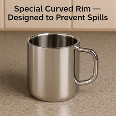 Stainless Steel Coffee Mugs – Set of 2 | 240 ml Each | Durable Tea & Coffee Cups | Rust-Resistant & Easy to Clean