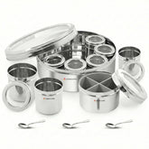 12-in-1 Stainless Steel Masala Dabba with See-Through Lid, Airtight Spice Box & Spice Organizer for Kitchen