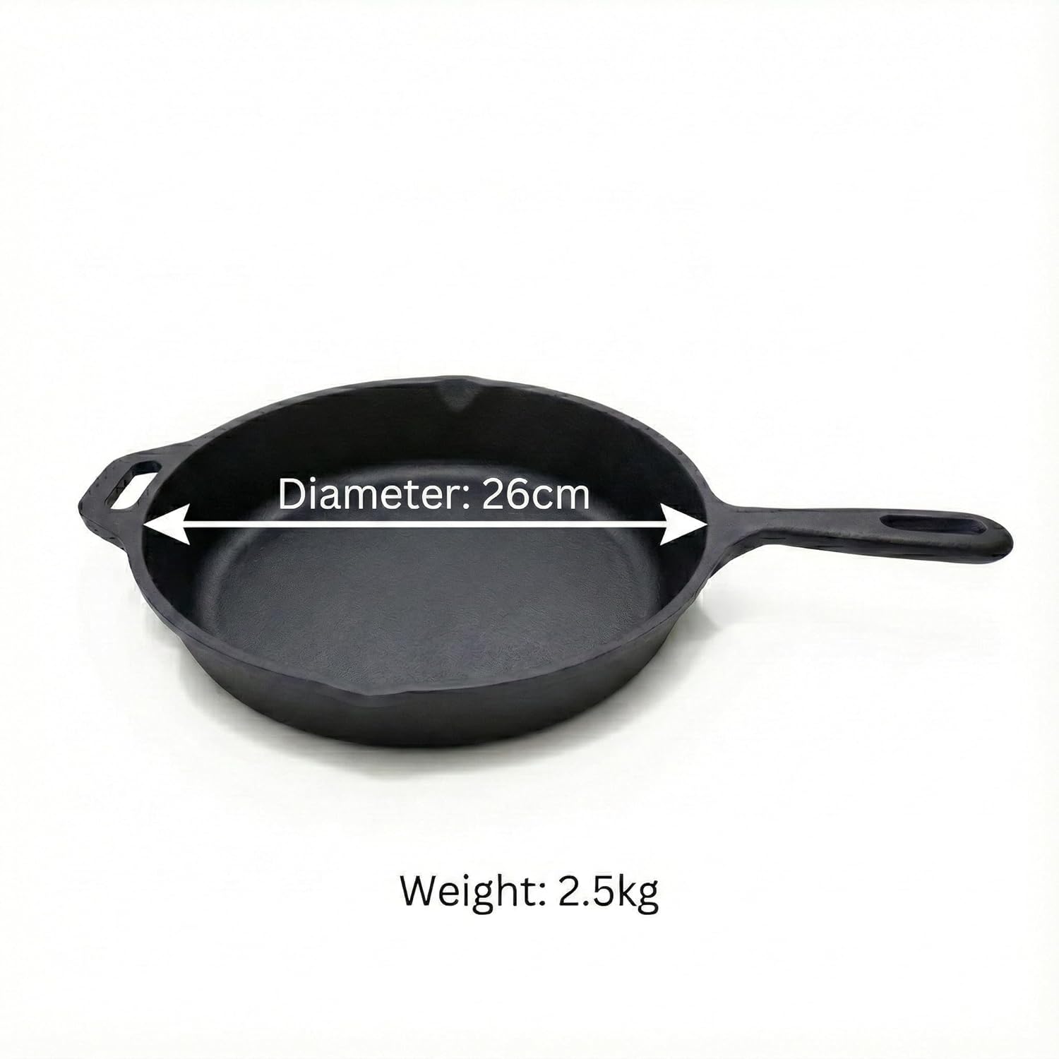 Pre-Seasoned Cast Iron 26CM Fry Pan – 1.9KG, Naturally Nonstick, Gas & Induction Compatible, Ideal for Frying, Searing, Sautéing & More