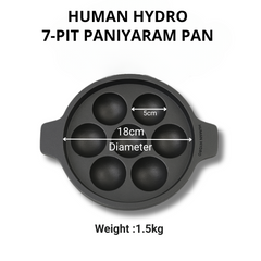 Cast Iron 7-Pit Paniyaram Pan, 18CM, 1.5KG, Naturally Nonstick, Induction & Gas Compatible