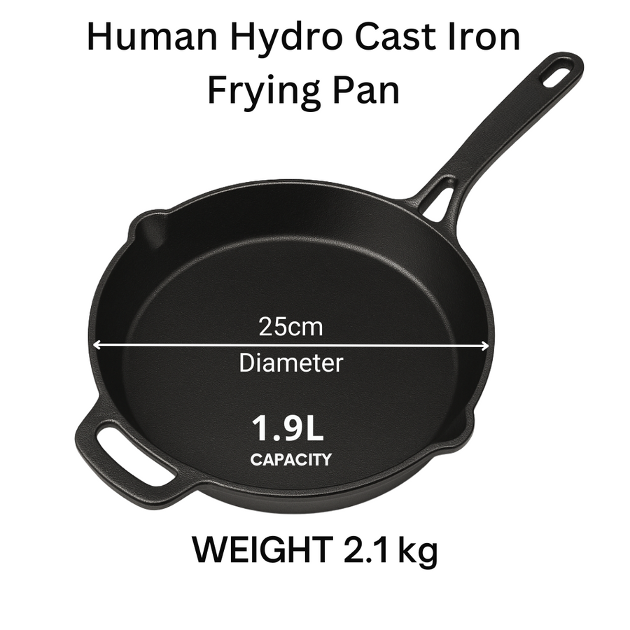 Cast Iron Fry Pan (10 Inch/25CM) with Wooden Spatula, Naturally Nonstick, Non-Toxic, Gas & Induction Compatible, Perfect for Frying & Searing