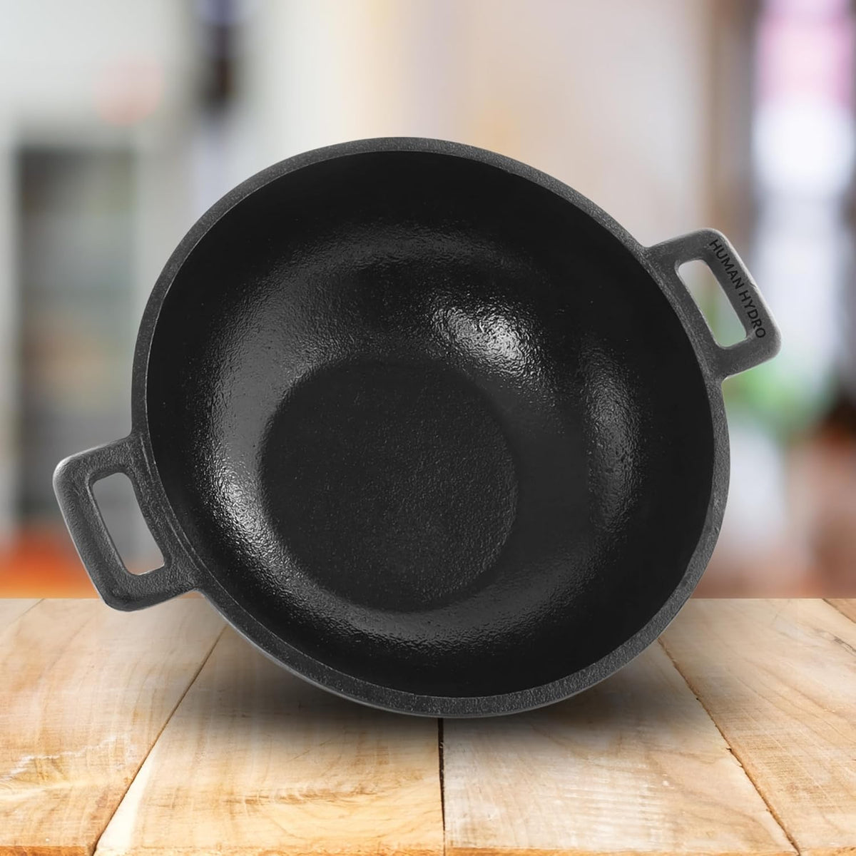 Cast Iron Kadai, 24CM, Naturally Nonstick, Non-Toxic, Flat Bottom, Gas & Induction Compatible, Perfect for Frying & Slow Cooking