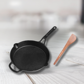Cast Iron Fry Pan (10 Inch/25CM) with Wooden Spatula, Naturally Nonstick, Non-Toxic, Gas & Induction Compatible, Perfect for Frying & Searing