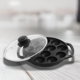 12 Pit Paniyaram Pan with Glass Lid