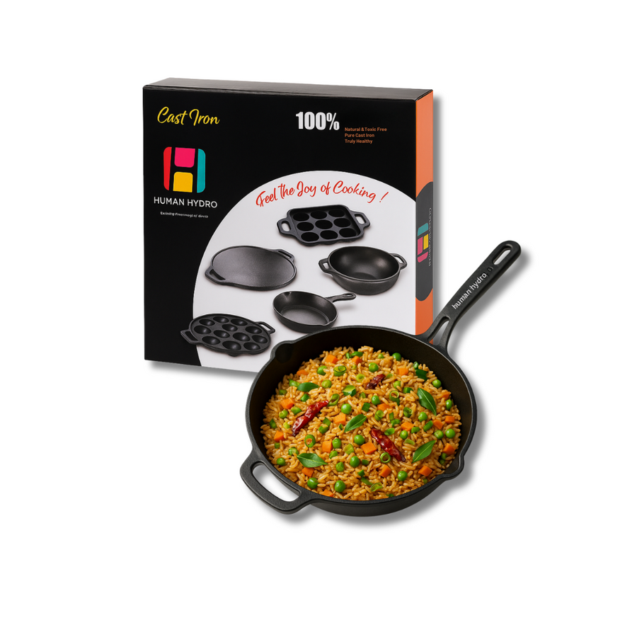 Cast Iron Fry Pan (24CM), Naturally Nonstick, Non-Toxic, Gas & Induction Compatible, Perfect for Frying & Searing