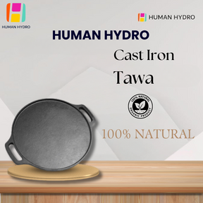 Cast Iron Cookware Set - 30CM Dosa Tawa and 12-Pit Paniyaram Pan with Glass Lid, Pre-Seasoned, Naturally Nonstick, Gas & Induction Compatible