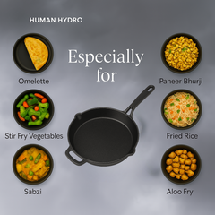 Cast Iron Fry Pan (24CM), Naturally Nonstick, Non-Toxic, Gas & Induction Compatible, Perfect for Frying & Searing