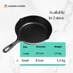 Cast Iron Fry Pan, 20CM (8 Inch), Naturally Nonstick, Non-Toxic, Gas & Induction Compatible, Perfect for Frying & Searing