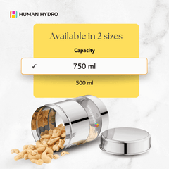 Stainless Steel Storage Container (750ml) Transparent Window, Airtight Lid, Glossy Finish, Perfect for Spices, Grains, Snacks, Kitchen Storage